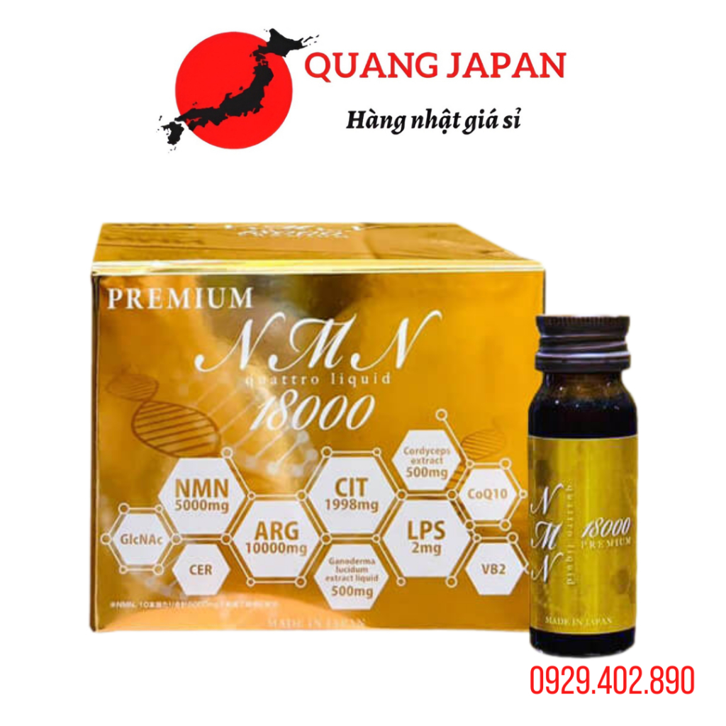 Nước uống NMN Quattro Liquid 18000 nhật bản hộp 10 lọ "Dạng uống"
