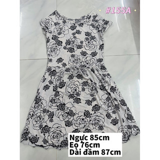 Đầm nữ thun lạnh hoạ tiết tay ngắn đơn giản