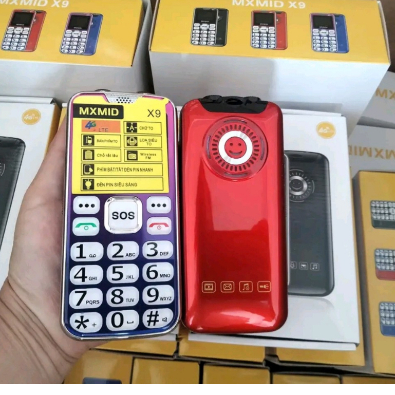 Điện thoại người già MXMID X9 [G588] (Máy Dùng Cho Sim Viettell) loa siêu to, bàn phím cỡ lớn, đèn p