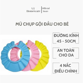 Mũ gội đầu chắn nước che tai chống cay mắt cho bé, nón gội đầu che nước có tai