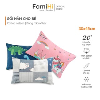 Vỏ gối nằm cho bé 30x45cm Cotton Sateen FamiHi Bedding cao cấp, bao áo gối họa tiết trẻ em 100% vải sợi tự nhiên.