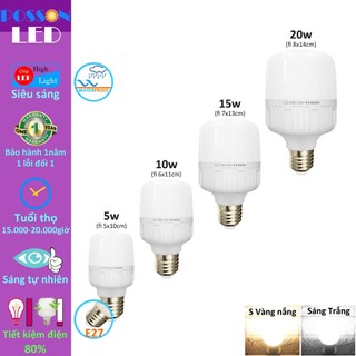 10 Bóng đèn Led trụ 20w 15w 10w 5w siêu sáng tiết kiệm điện thân kín chống nước mưa đui E27 220v LC-5-20x
