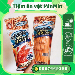 Tăm cay vị điều tôm, bim que cay đỏ Aluowa