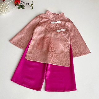 [4-28kg] Bộ Lam Gấm Cổ Tàu NHÍM XÙ KIDS Cho Bé Gái 2 Tháng - 8 Tuổi S026