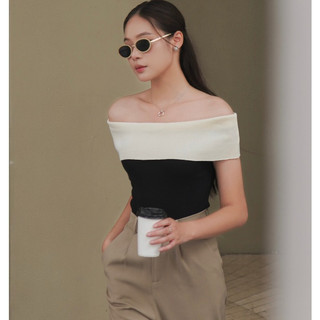  Áo trễ vai nữ dáng ôm body, Áo kiểu nữ chất thun gân dệt kim co giãn tôn dáng thời trang mùa hè A3240341