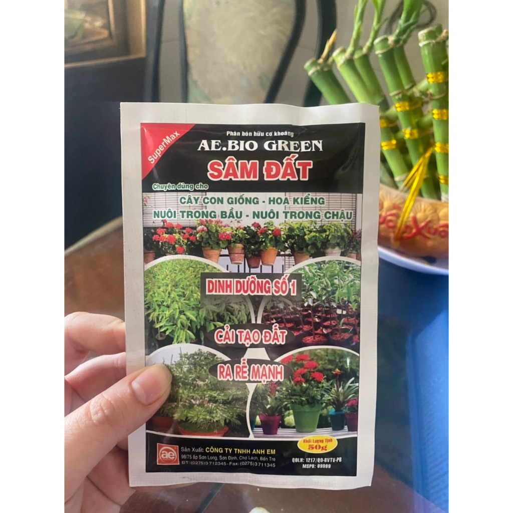 Phân Bón Hữu Cơ Khoáng - SÂM ĐẤT - Chuyên Cây Kiểng, Cải Tạo Đất, Ra Rễ - 50g