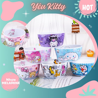 Chén bát nhựa cỡ lớn hello kitty doraemon cinnamoroll