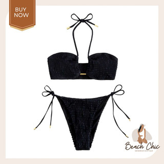 BEACHCHIC Smocked Basic Bikini Tie Side - Bikini 2 mảnh smock phong cách boho