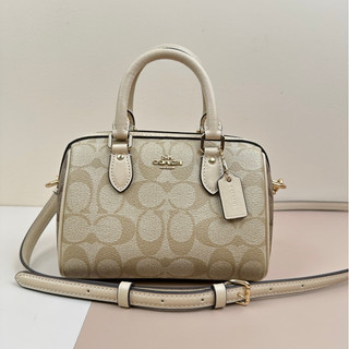 Coach ch160 logo cổ điển pvc với da mini túi xách chéo boston