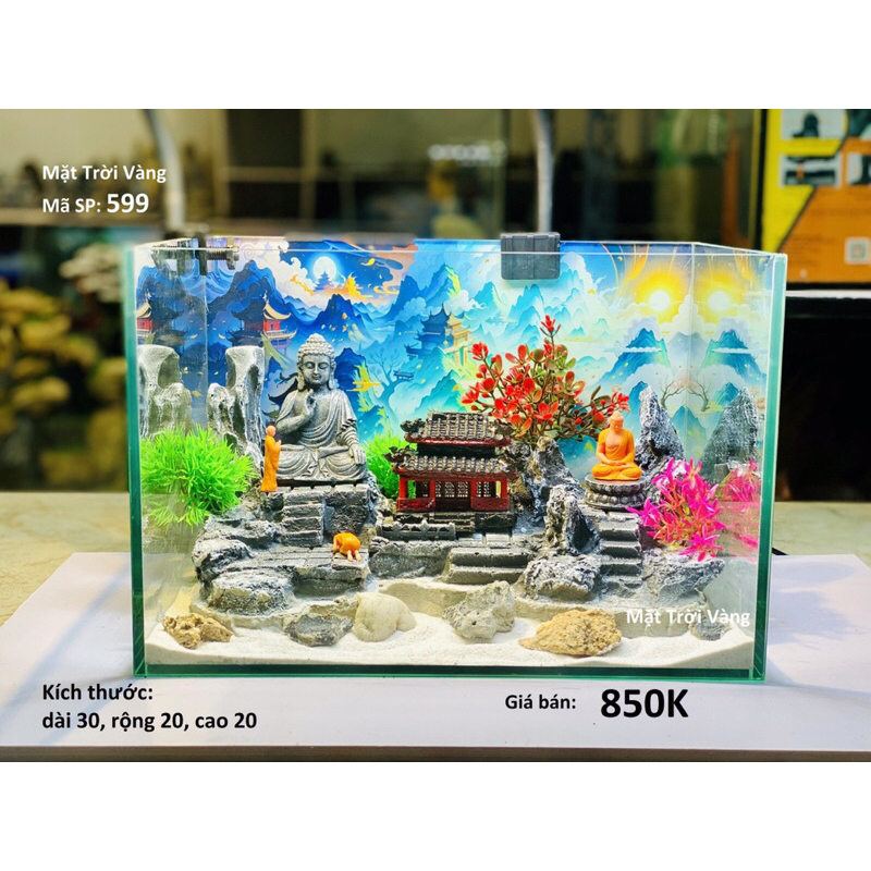 Bể cá, hồ cá mini kết hợp tiểu cảnh phật giáo độc đáo giá rẻ, bền đẹp