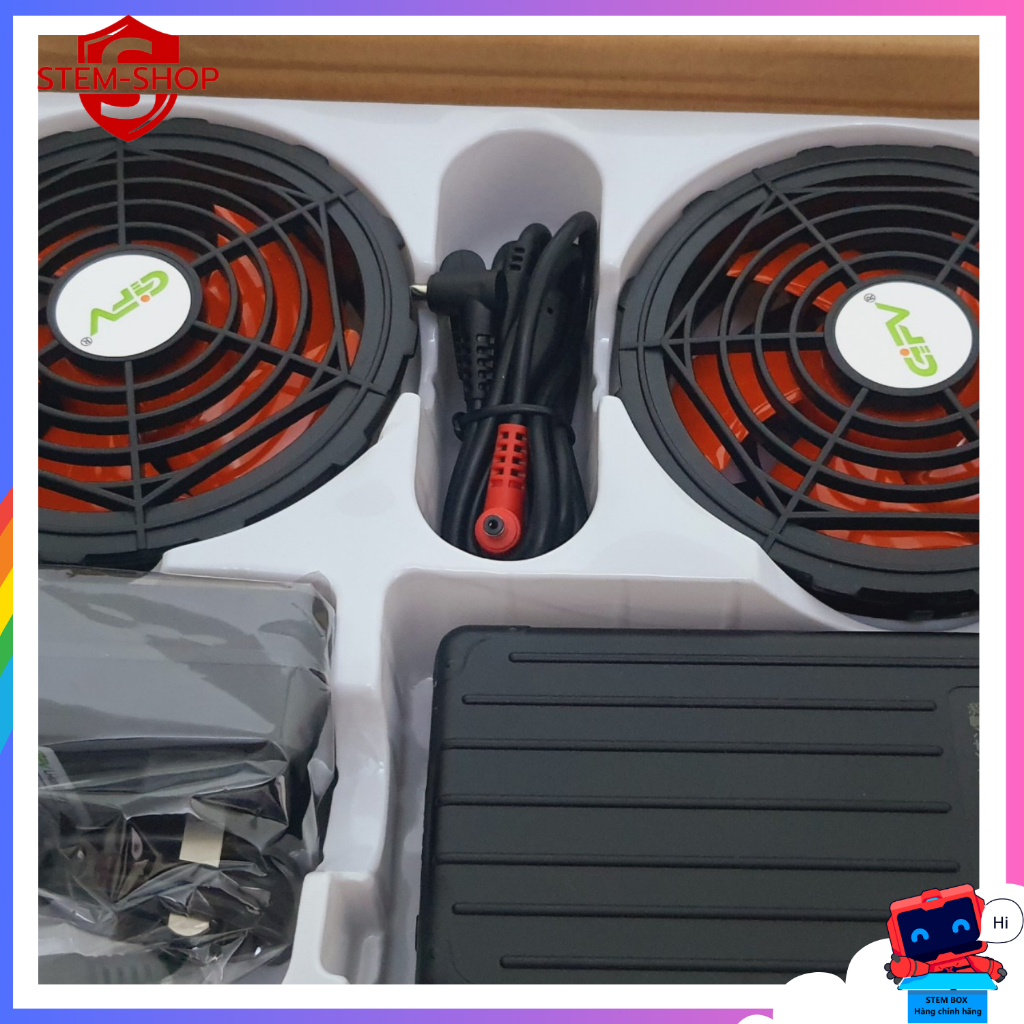 Bộ phụ kiện áo điều hòa Nhật Bản chính hãng, pin 50000 mAh - 75000 mAh, quạt 15V, chạy 15-20 tiếng, BH 12T