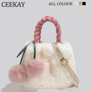  Túi Xách Nữ CEEKAY Chính Hãng Kiểu Túi Lông Quai Xách Quai Da Phối Xích Móc Quả Hàng Order 