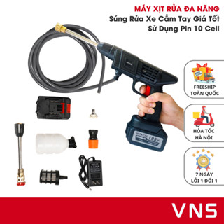 Máy Rửa Xe Không Dây Dùng Pin Sạc, Súng Nước Áp Lực Cao Xịt Rửa Xe Ô Tô Xe Máy Xịt Rửa Sân Vườn Tưới Cây