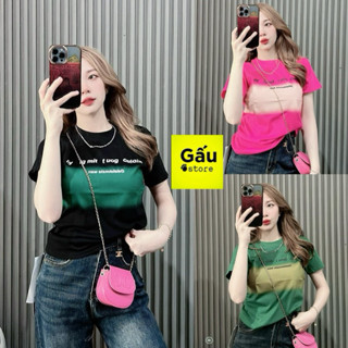 Áo thun nữ PHOM ÔM tay ngắn phối chữ trước < 55kg ( Mã ny ig mit )