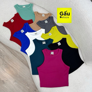 Áo thun croptop ba lỗ phom ôm body nữ gân tăm qc trơn