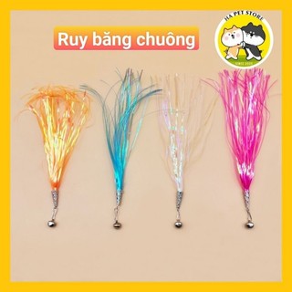 Ruy băng nhiều màu gắn chuông thay thế cần câu mèo