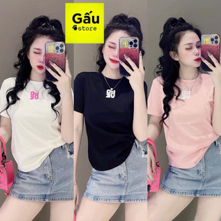 Áo thun nữ PHOM ÔM phối chữ nổi ( Mã chữ Love nhỏ dưới 55kg )