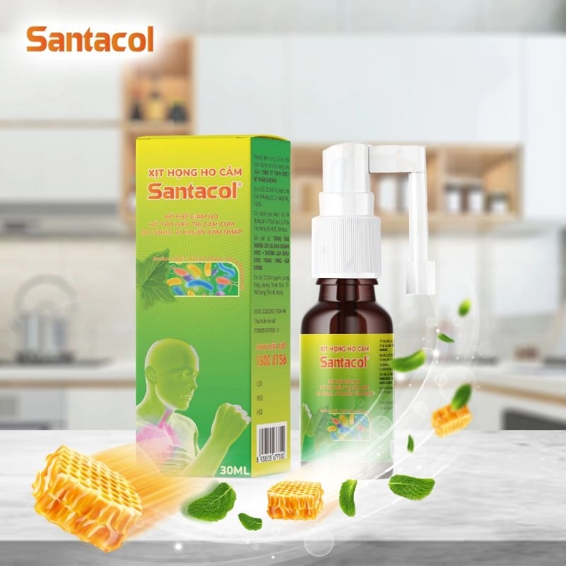 xịt họng giảm ho và đau rát họng Santacol ( 30ml )