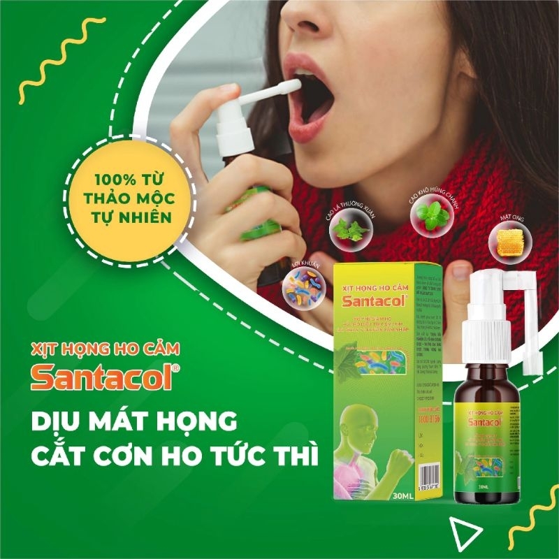 xịt họng giảm ho và đau rát họng Santacol ( 30ml )