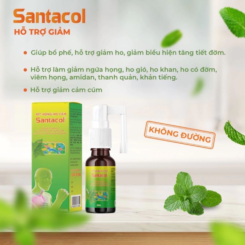 xịt họng giảm ho và đau rát họng Santacol ( 30ml )