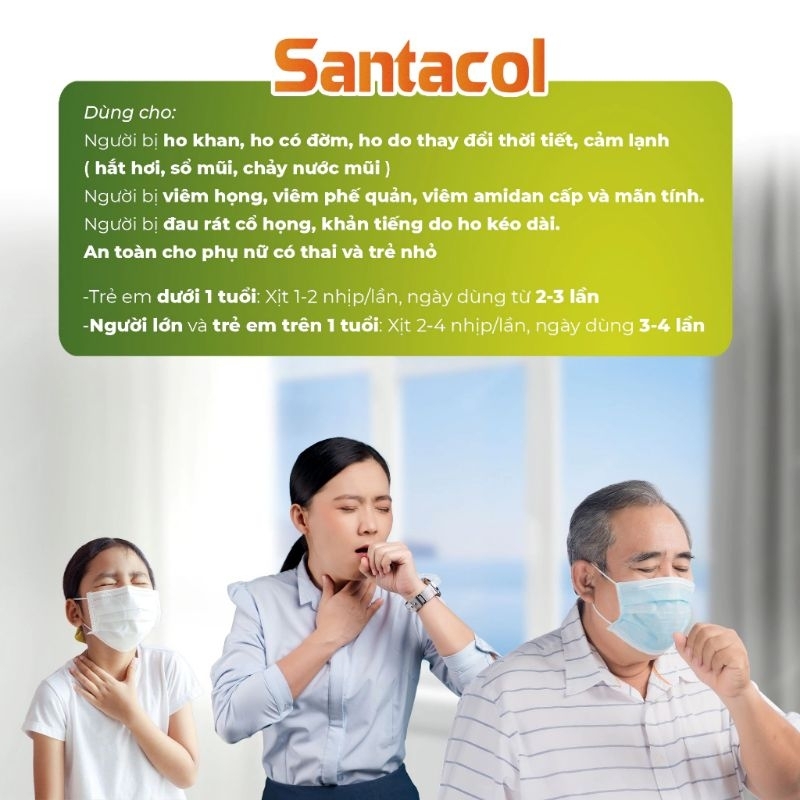 xịt họng giảm ho và đau rát họng Santacol ( 30ml )