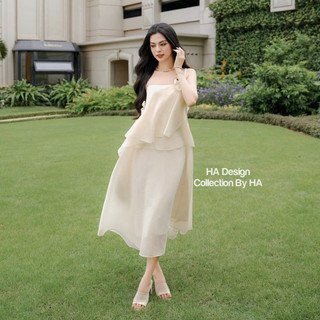 Váy tơ 2 dây nơ vai dáng dài form suông, hàng thiết kế cao cấp (Ảnh thật)