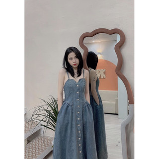 Váy Jean 2S Dáng Xoè Cúc Dọc
