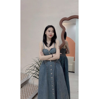 Váy Jean 2S Dáng Xoè Cúc Dọc