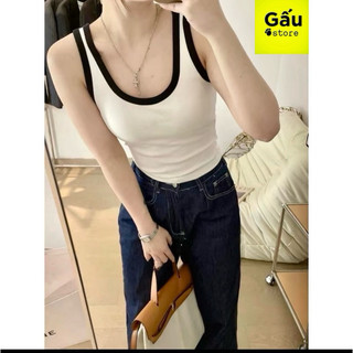 Áo thun ba lỗ nữ phom ôm body phối viền