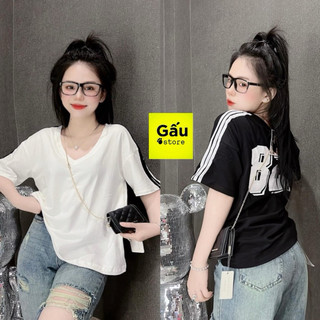 Áo thun Thái nữ chất Cotton 100% mềm PHOM VỪA, PHOM RỘNG phối sọc tay chữ sau ( Mã 82 )