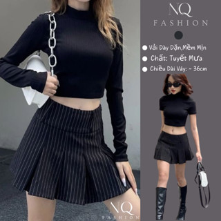Chân váy xếp ly kẻ đen trắng dáng ngắn lưng cao chân váy tennis phong cách trẻ trung sexy hàng siêu đẹp [NQ 001]