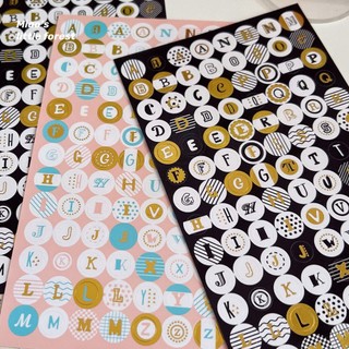 Set 2 tấm sticker chữ cái, kí tự tròn có nhũ - Miao's Little Forest
