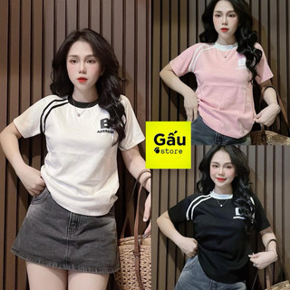 Áo thun dáng ôm nhẹ babytee hai sọc trước