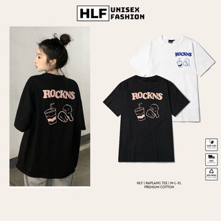 Áo thun nữ tay lỡ form rộng ly nước ROCKNS, áo phông HLFashion