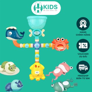 Đồ chơi nhà tắm đa năng bộ 4 ống trượt nước hình động vật X KIDS dinh tường cho bé vừa tắm bồn vừa chơi vui nhộn