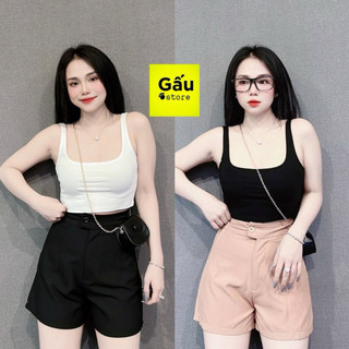 Quần short cạp cao 1 cúc vải tuyết mưa