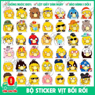 Combo 50 sticker VỊT VÀNG BỐI RỐI decal hình dán koduck psyduck trend con ôm đầu dễ thương pokemon