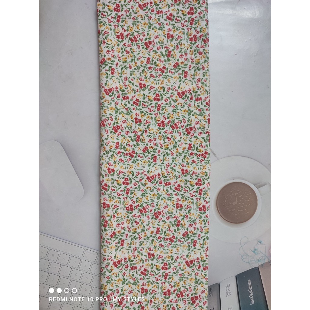 [HCM]2m Vải lụa lạnh hoạ tiết hoa siêu nhí (lụa Mango chính phẩm)