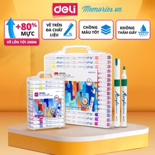 Bút Sơn Acrylic Marker Deli bản nâng cấp THÊM 80% MỰC, Nhiều Màu Tô Trên Mọi Chất Liệu DIY Vẽ