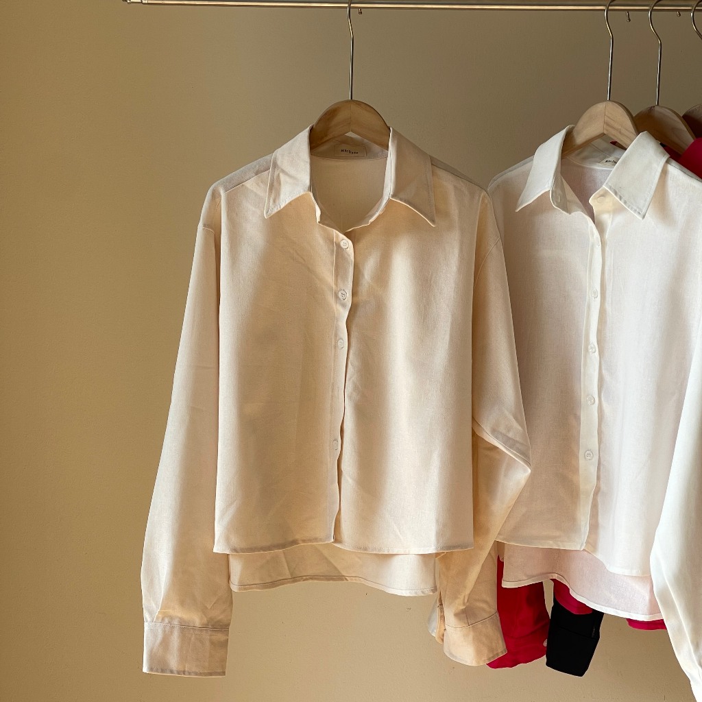 Áo Sơ Mi Croptop Linen, Áo Sơmi Nữ Dài Tay Basic Trơn, Áo Somi Kiểu Form Rộng Mùa Hè Thoáng Mát Miho House | BigBuy360 - bigbuy360.vn