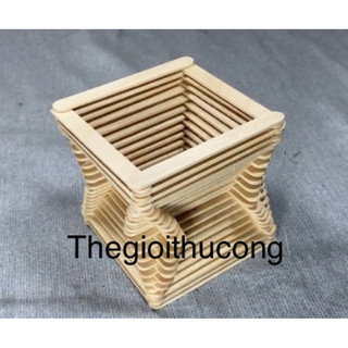 Ống cắm bút que kem handmade, ống cắm bút tái chế