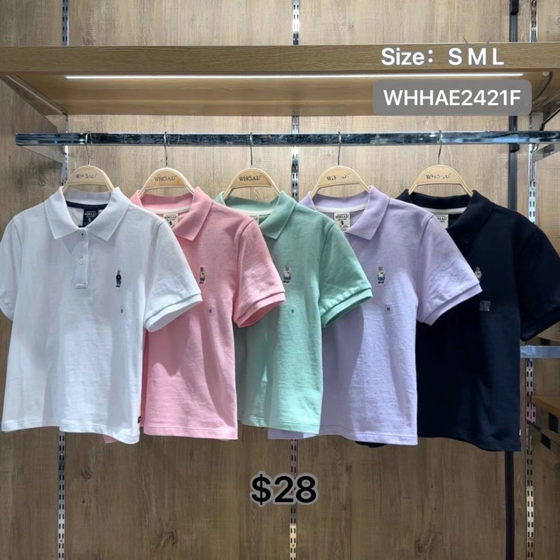 [ CHÍNH HÃNG ] Áo Polo Whoau dáng croptop logo gấu mẫu mới 2024