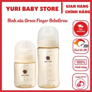 Bình sữa Green Finger Bebe Grow Hàn Quốc núm ti mềm mại 2 van thoát khí