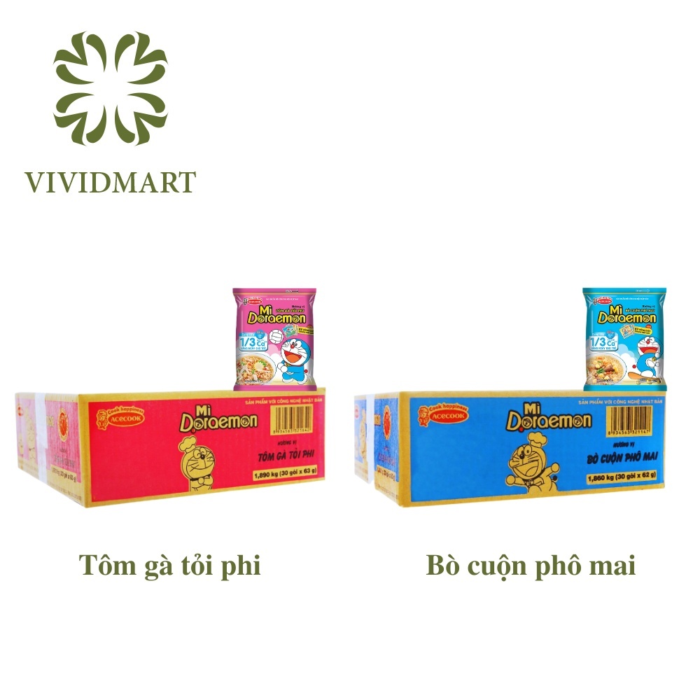 Thùng 30 gói mì Doraemon 62gram