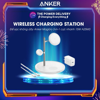 Đế sạc không dây Anker MagGo 3-in-1 Wireless Charging Station Qi2 Certified 15W Stand Kit - A25M3