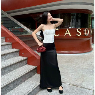 Mì - chân váy lụa dài jugi - jugi satin skirt