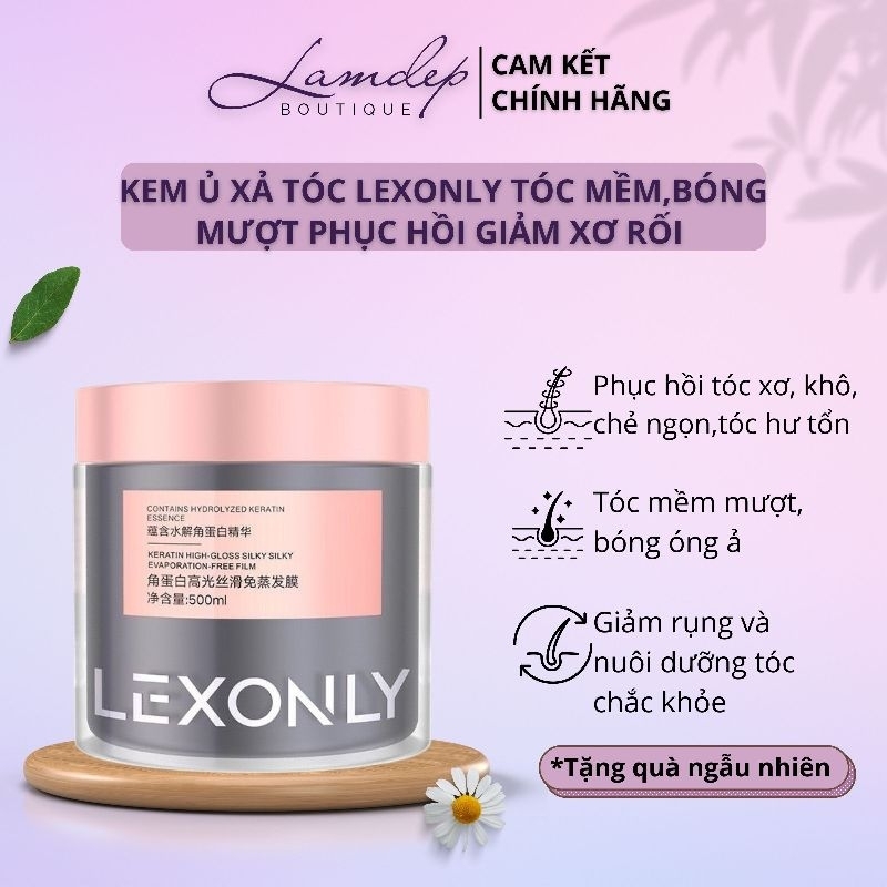 Kem Ủ Mặt Nạ Tóc Dưỡng Ẩm ,Mền Mịn,Phục Hồi Tóc Keratin LEXONLY -Tóc Bón.g Mượt ,Hương Hoa Hồng Và Lưu Hương 8 Ngày 500g