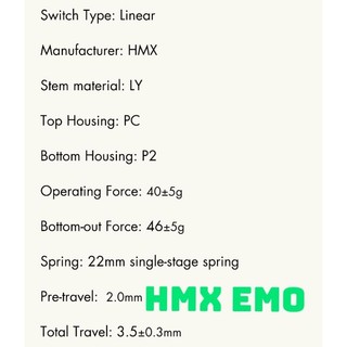 HMX EMO linear switch 48g 5pin công tắc bàn phím cơ stem dài Mitoby Studio