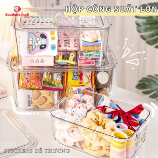 Hộp Đựng BOUTIQUE Hộp Nhựa Đựng Đồ Trong Suốt Cỡ Lớn Có Quai Xách Mang Đi Thuận Tiện Hộp Nhựa Có Nắp Chống Bụi Tiện Lợi