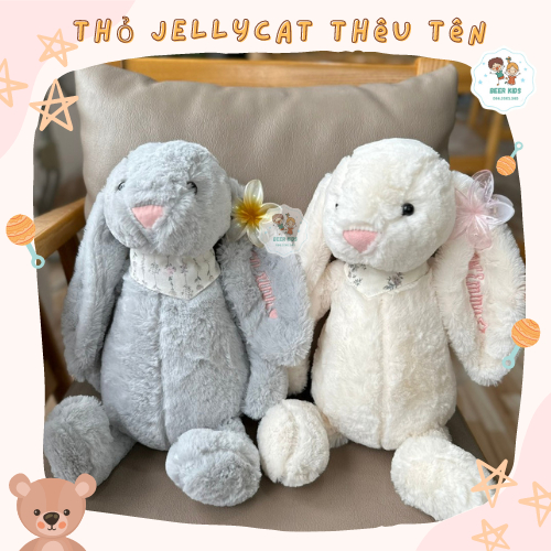 [THÊU TÊN + Tặng yếm] Thỏ Jellycat size 45cm lông mềm thêu tên theo yêu cầu,quà tặng người thân ý ng